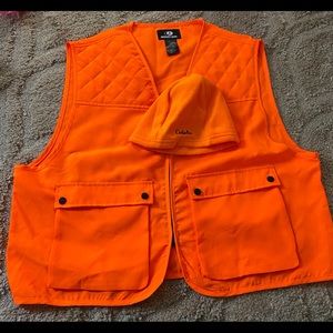 Men’s hunter’s blaze orange hunting vest and hat